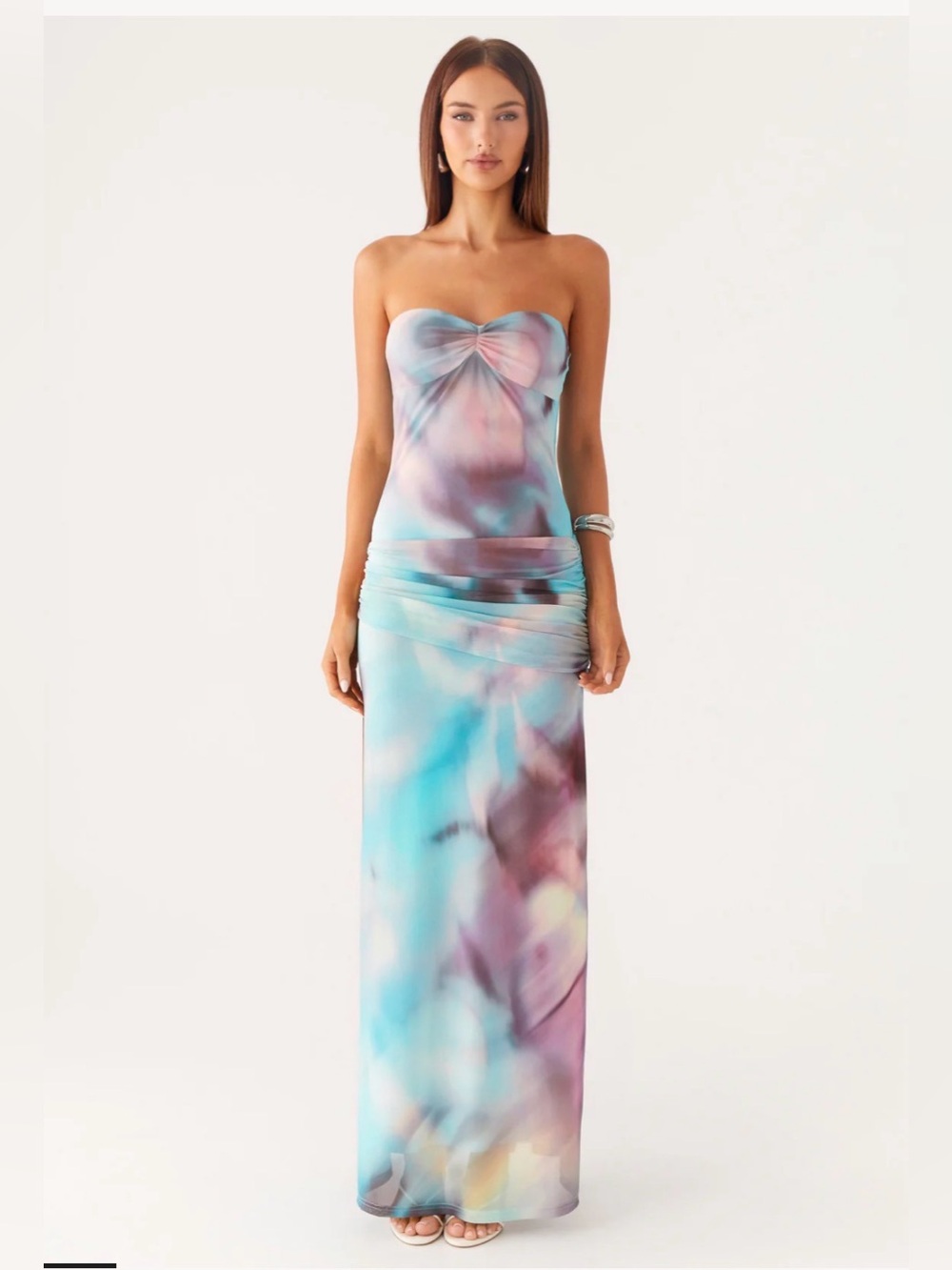 Peppermayo Blue & Pink Tie-Dye Strapless Dress